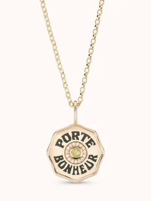 Mini Diamond Halo Porte Bonheur Peridot