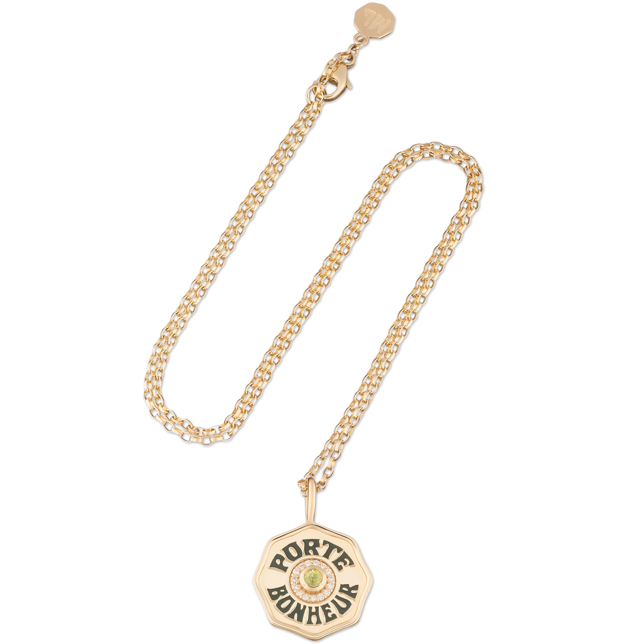 Mini Diamond Halo Porte Bonheur Peridot