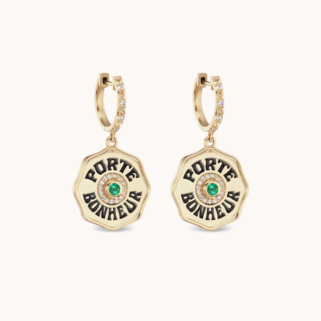 Mini Porte Bonheur Earrings Emerald