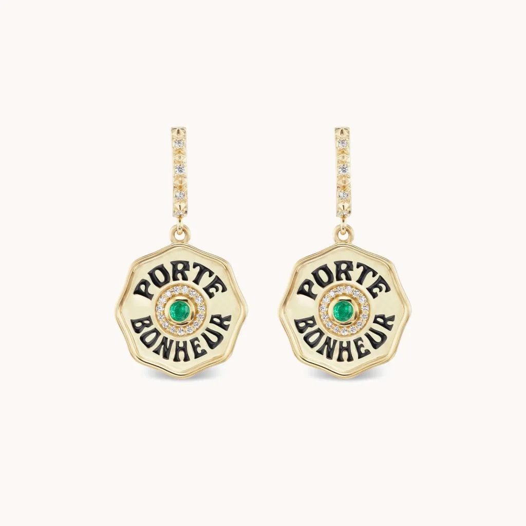 Mini Porte Bonheur Earrings Emerald