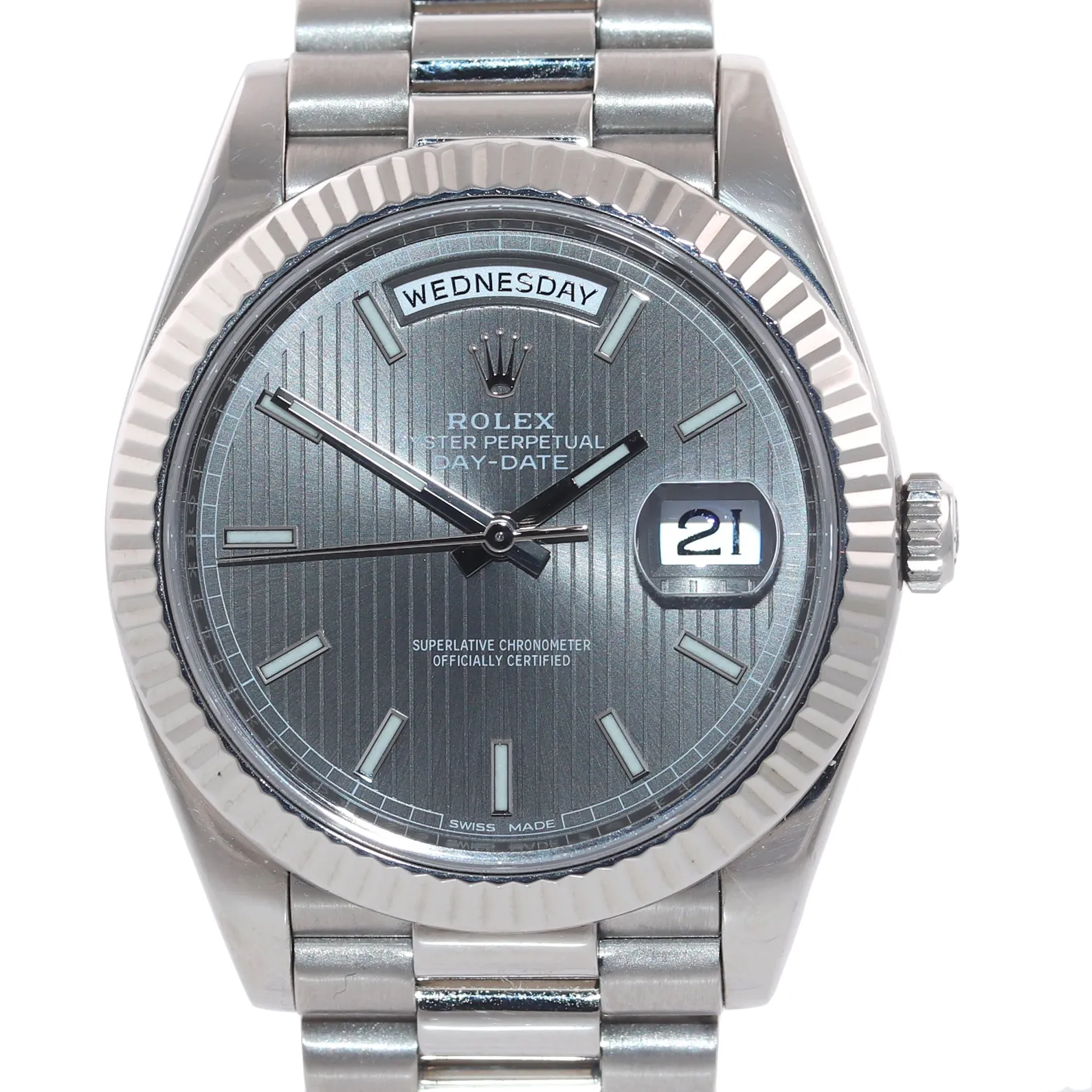 MINT 2016 PAPERS Rolex Day Date 40 White Gold President Rhodium 228239 Watch Box