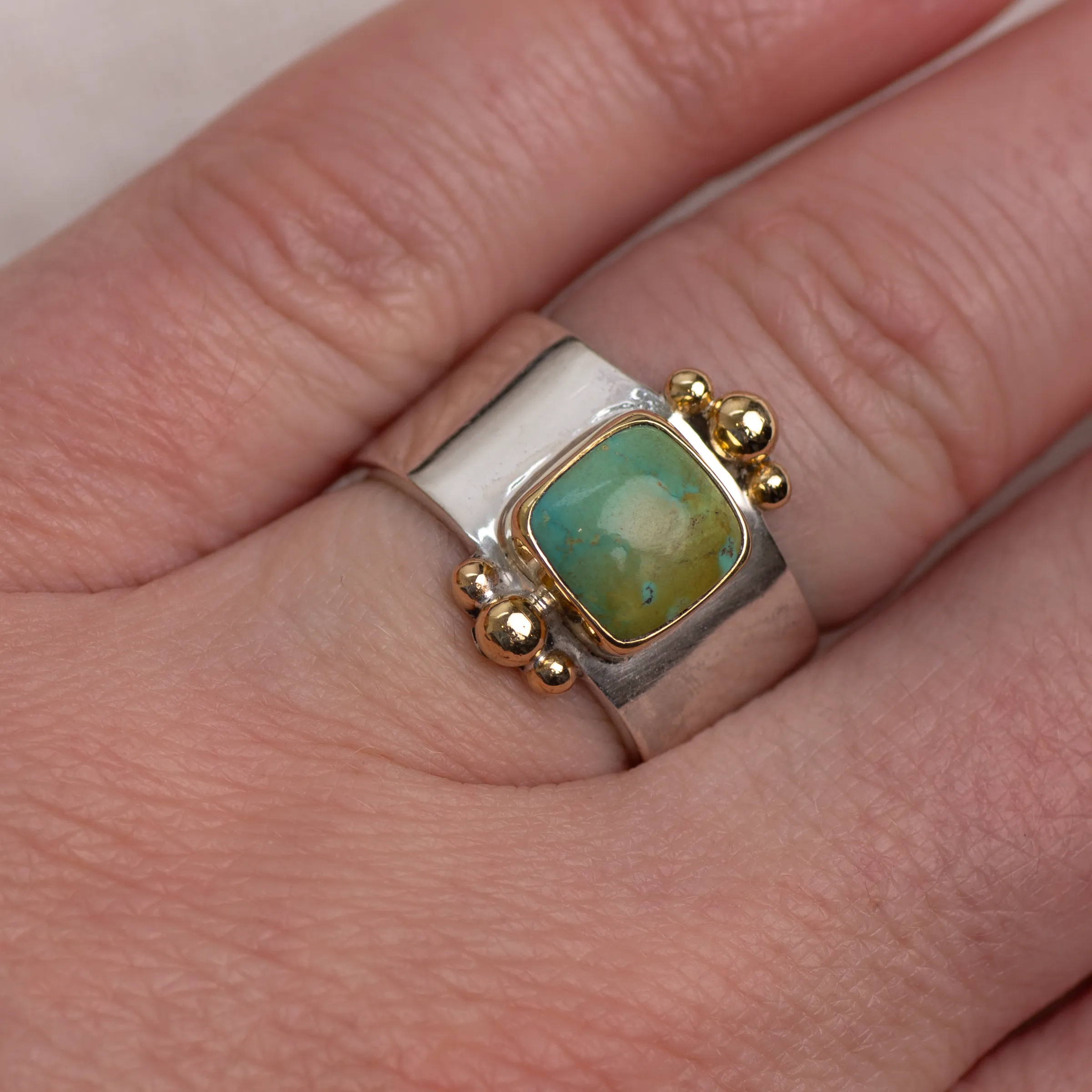 Mixed Metal Affinity Ring ◇ Hubei Turquoise ◇ Size 6.75