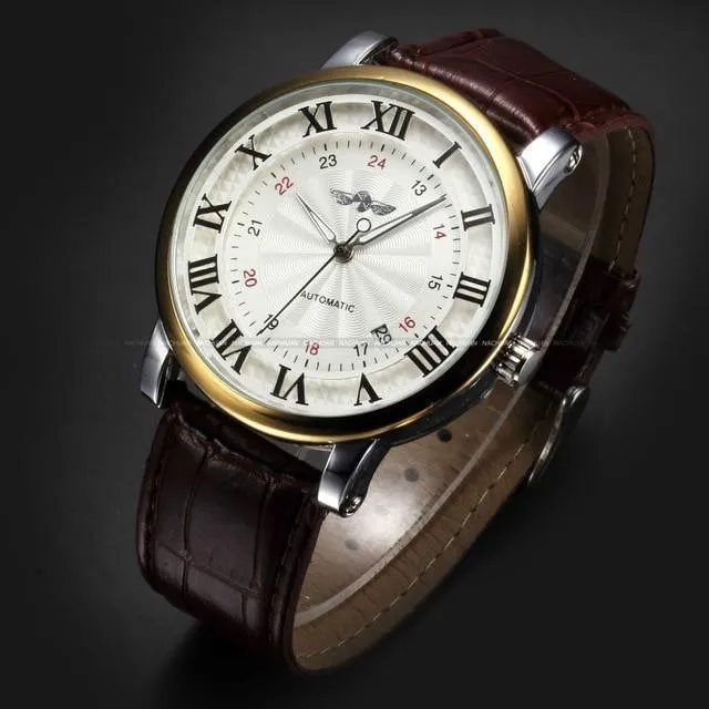Modern Men Fashion Watch Sport Analog Military Leather Wristwatches Round Classic Design For Mens