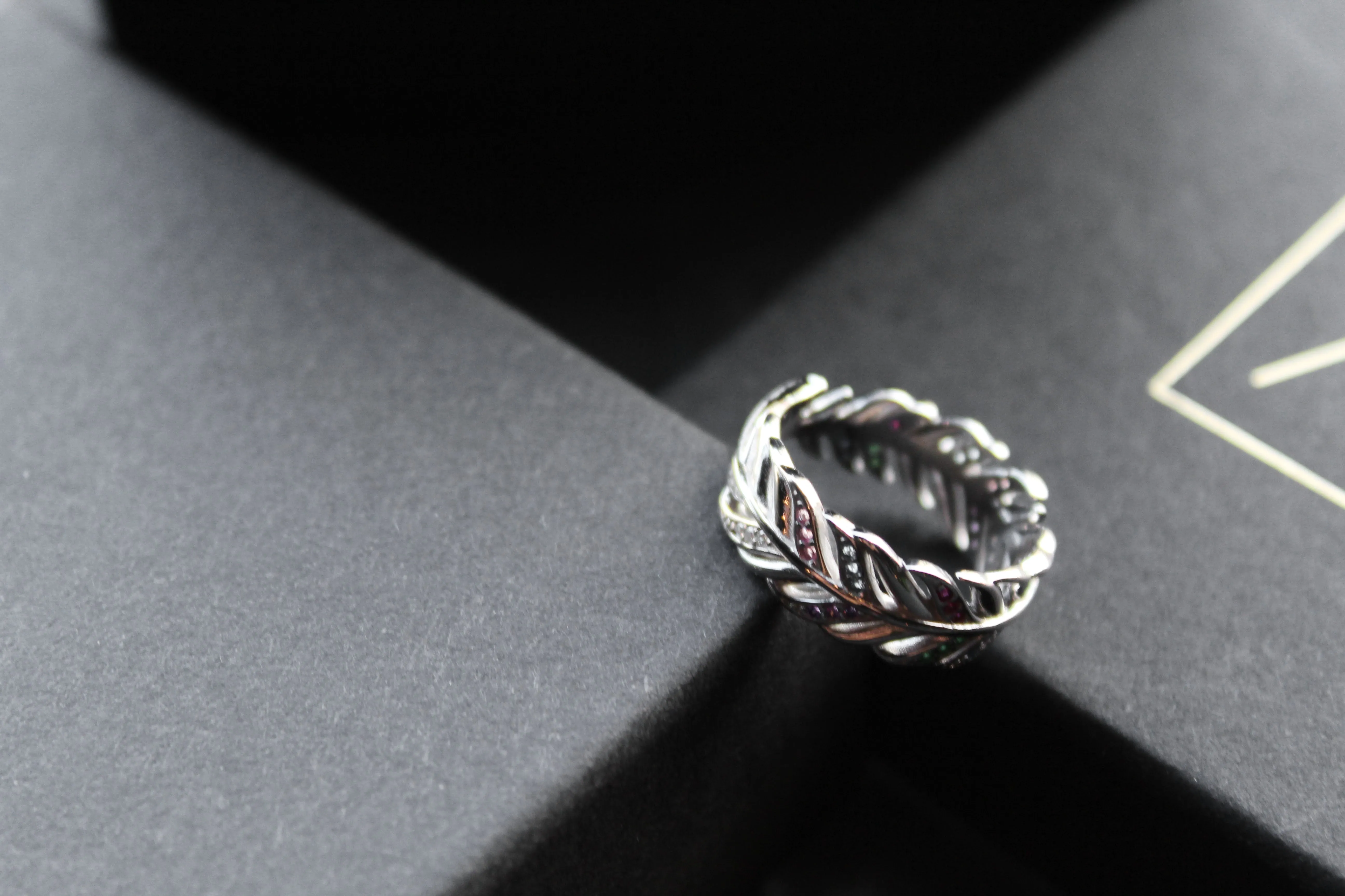 Multi Coloured Feather Ring