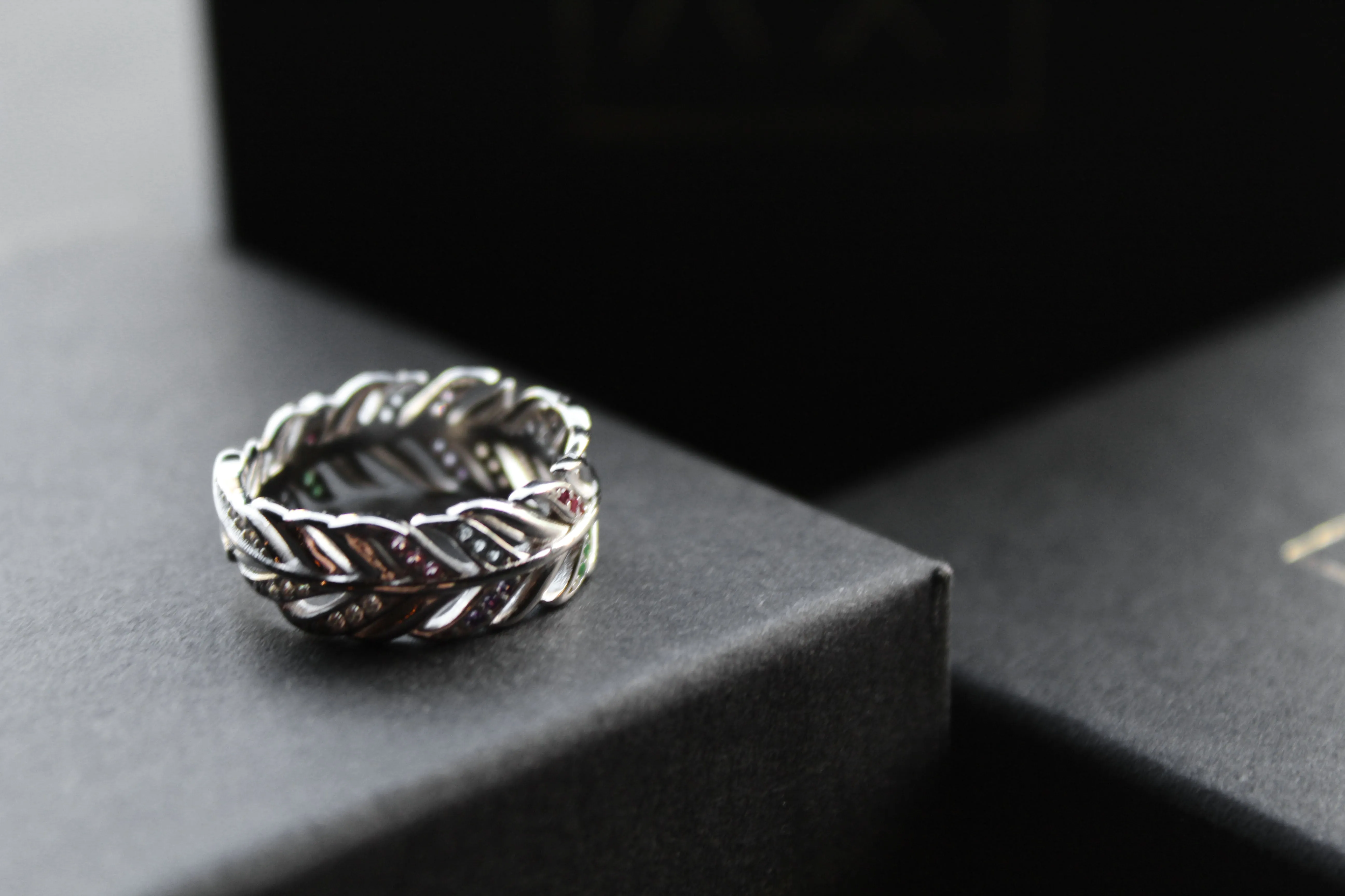 Multi Coloured Feather Ring