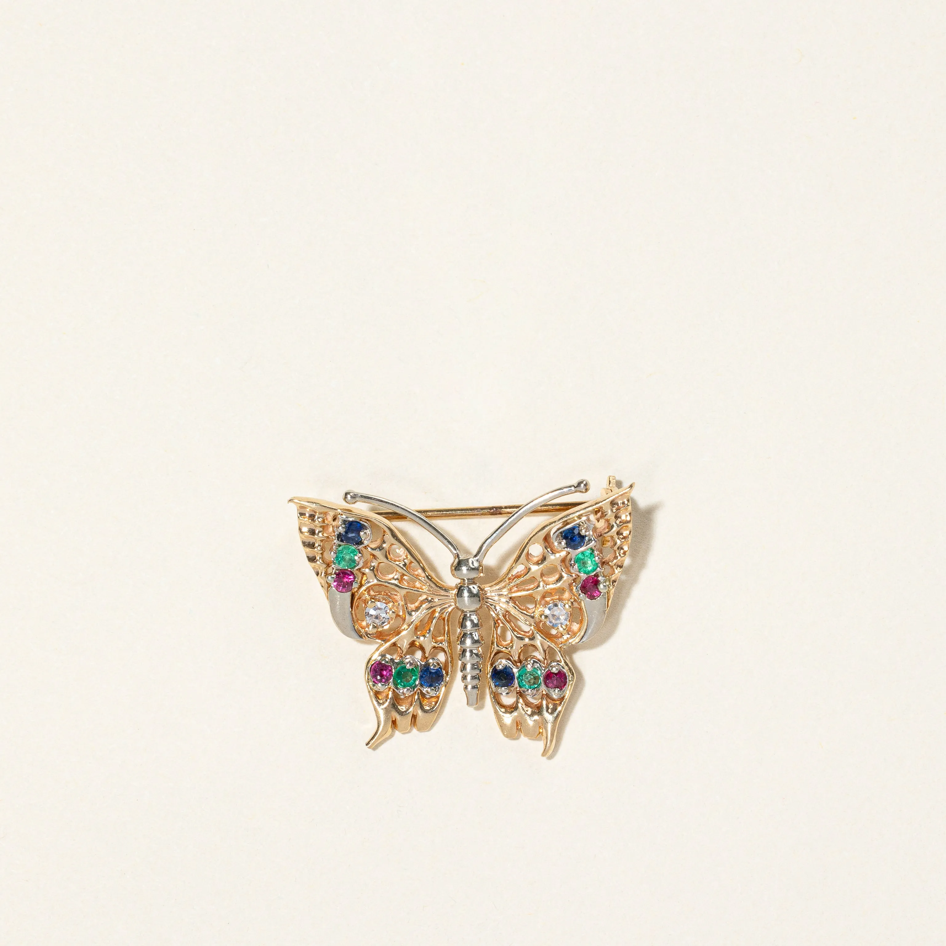 Multi Gem Butterfly Brooch | 0.24ctw |