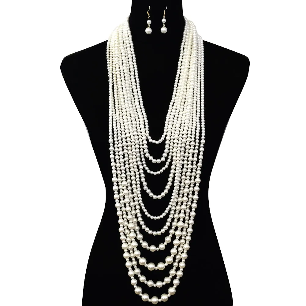 Multi-Layered Pearl Body Necklace Set