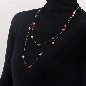 Multicolor Quartz & Silver-Plated Layered Necklace