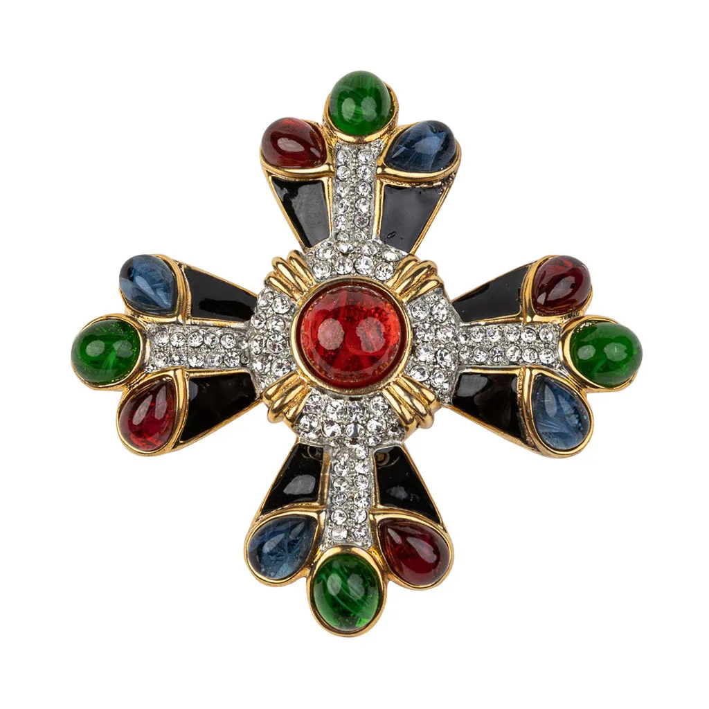 Multicolored Gem Cross Pin