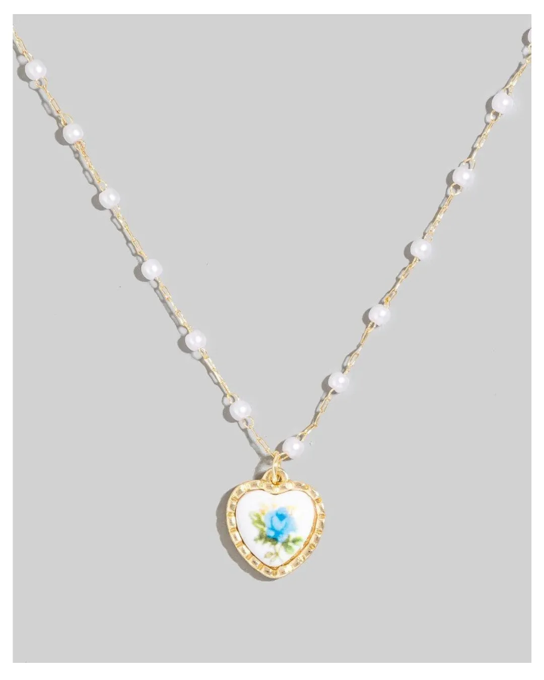 My Magnolia Heart Pearl Beaded Necklace