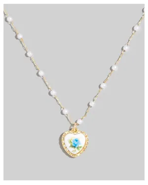 My Magnolia Heart Pearl Beaded Necklace
