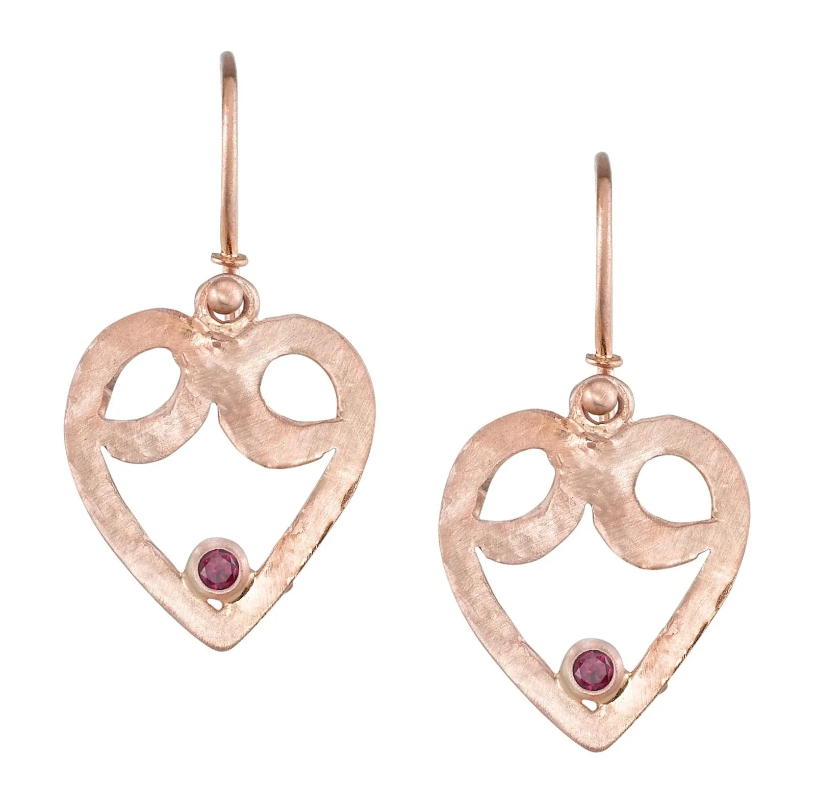 Mystic Heart Gold and Ruby Earrings