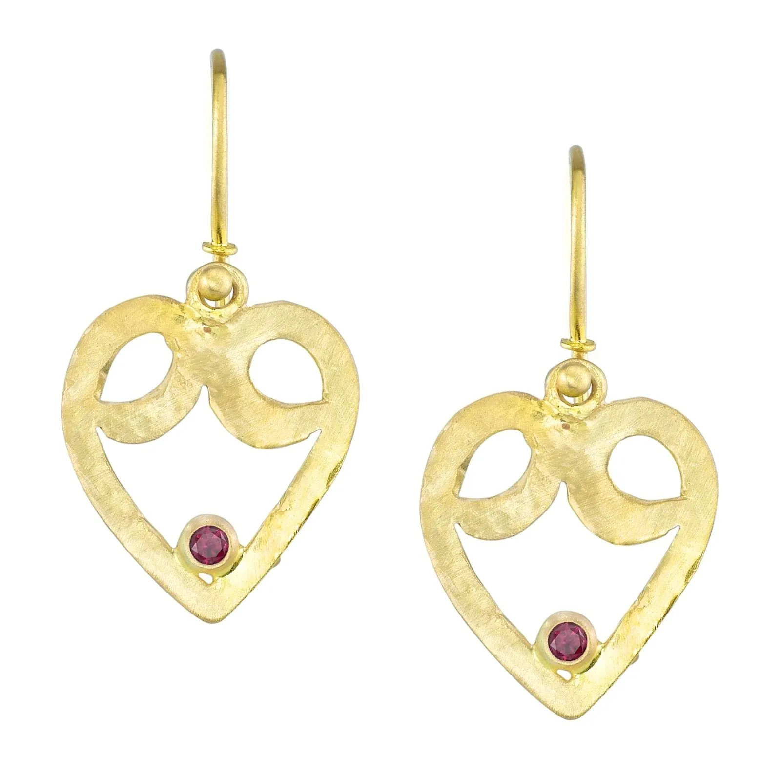 Mystic Heart Gold and Ruby Earrings