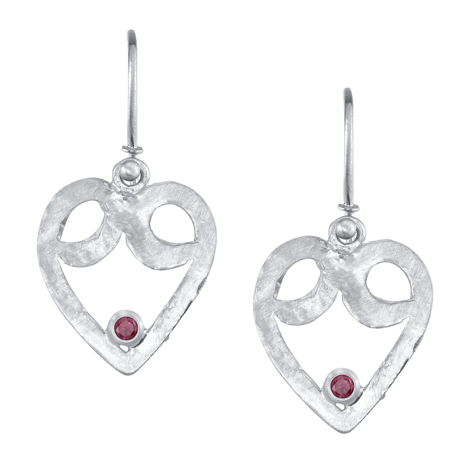 Mystic Heart Gold and Ruby Earrings