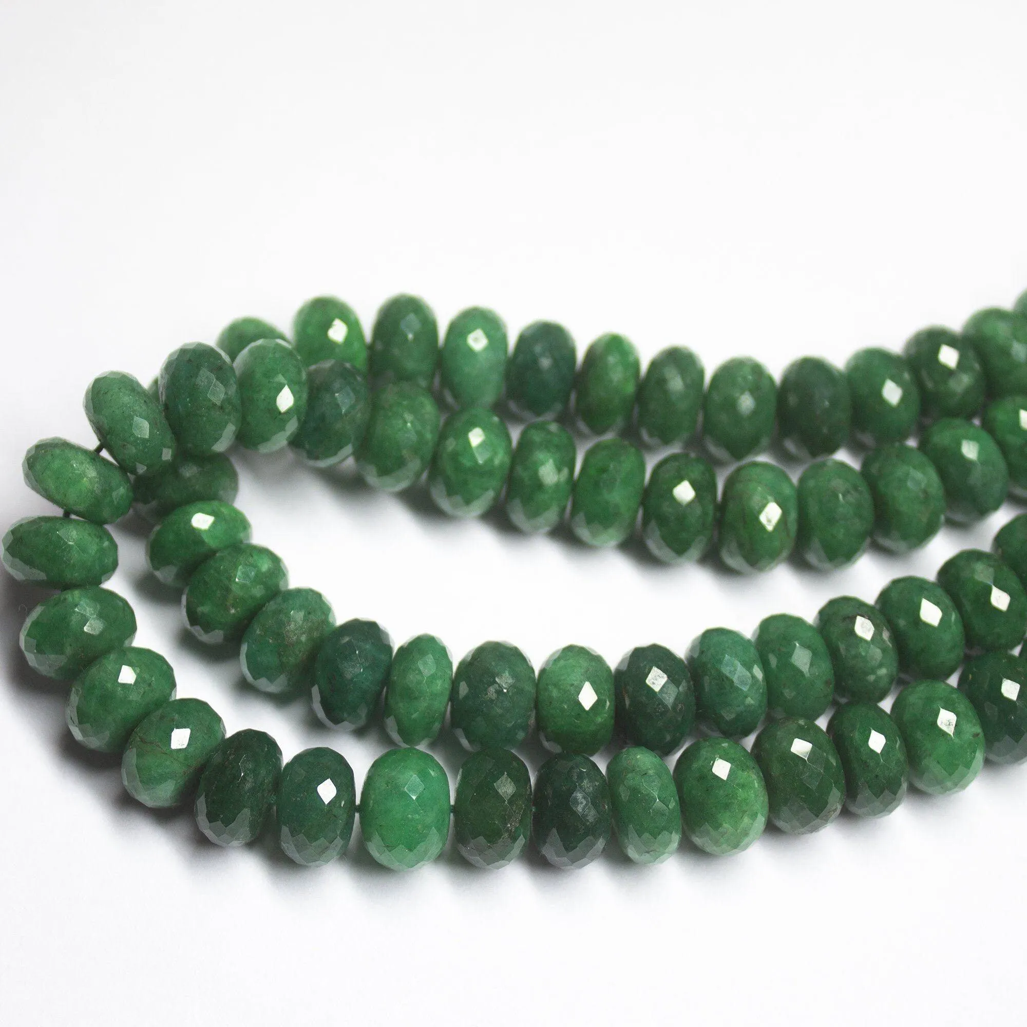 Natural Earth Mined Green Emerald Faceted Rondelle Gemstone Loose Beads 12" 12mm
