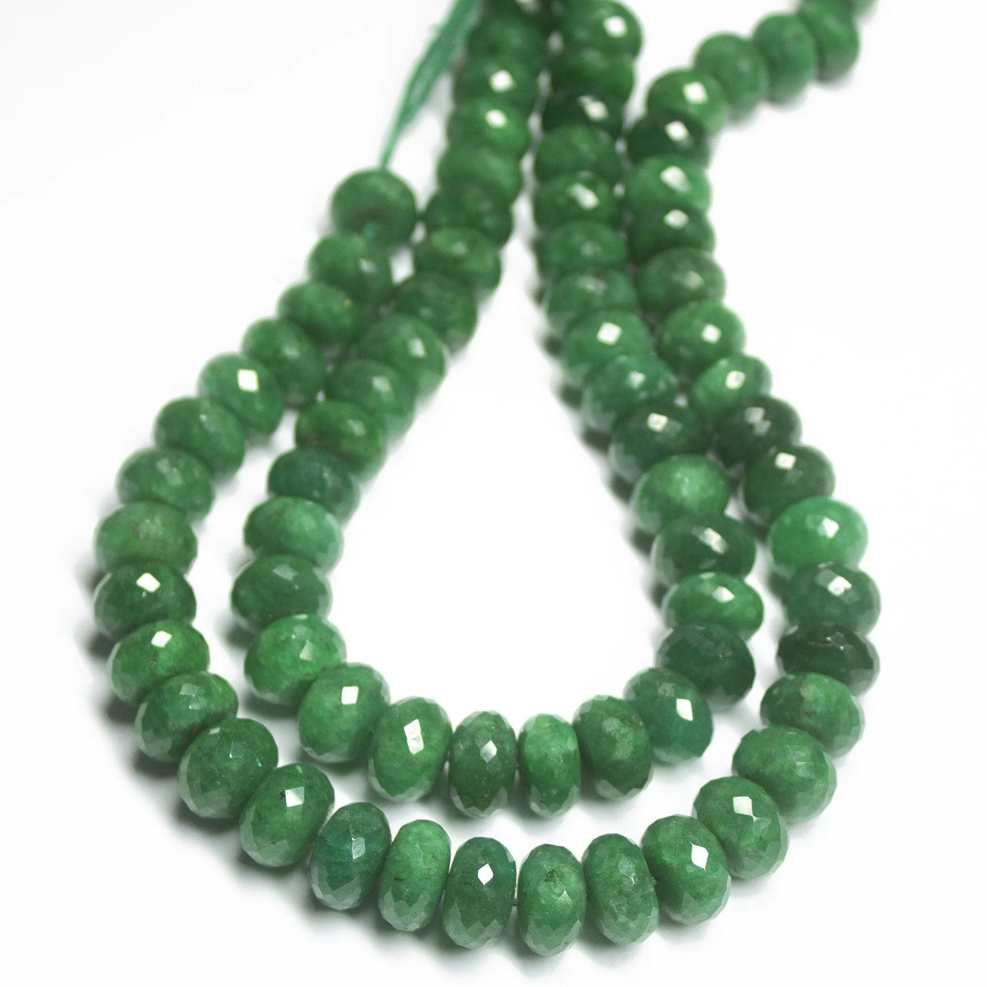 Natural Earth Mined Green Emerald Faceted Rondelle Gemstone Loose Beads 12" 12mm