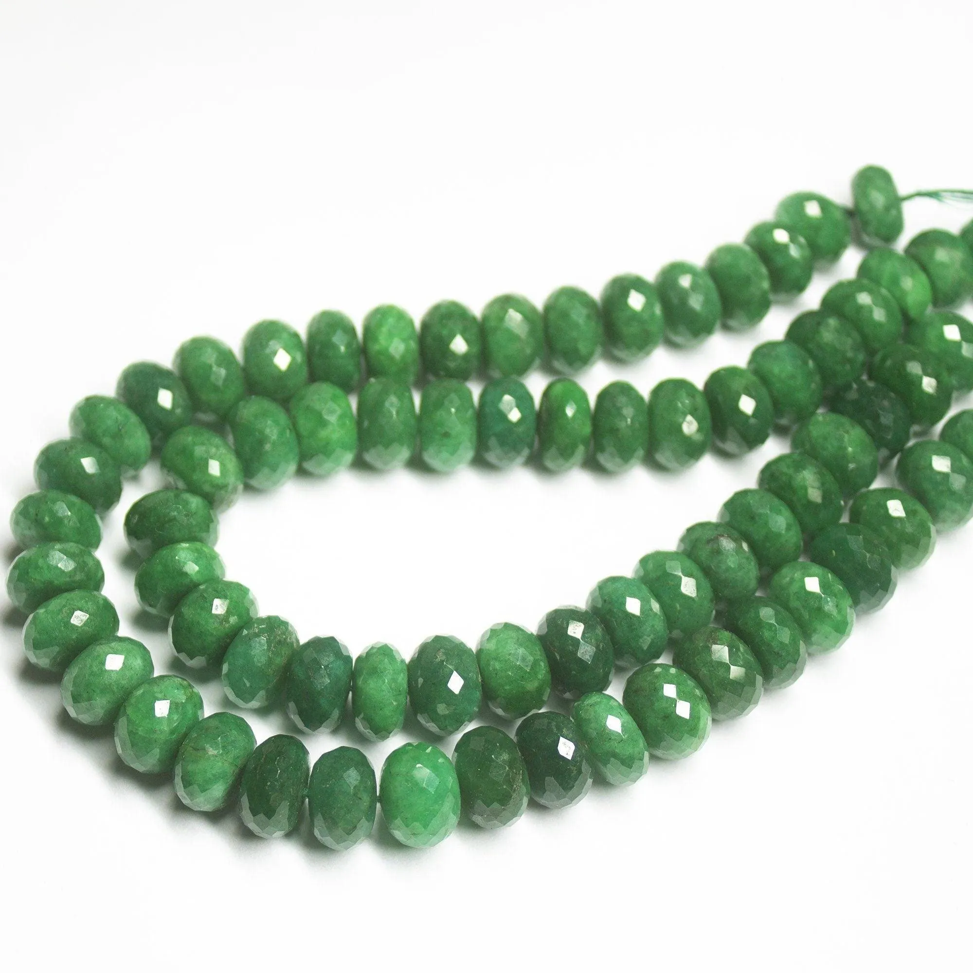 Natural Earth Mined Green Emerald Faceted Rondelle Gemstone Loose Beads 12" 12mm