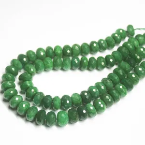 Natural Earth Mined Green Emerald Faceted Rondelle Gemstone Loose Beads 12" 12mm