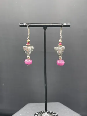Natural Ruby Sterling Silver Dangle Earrings
