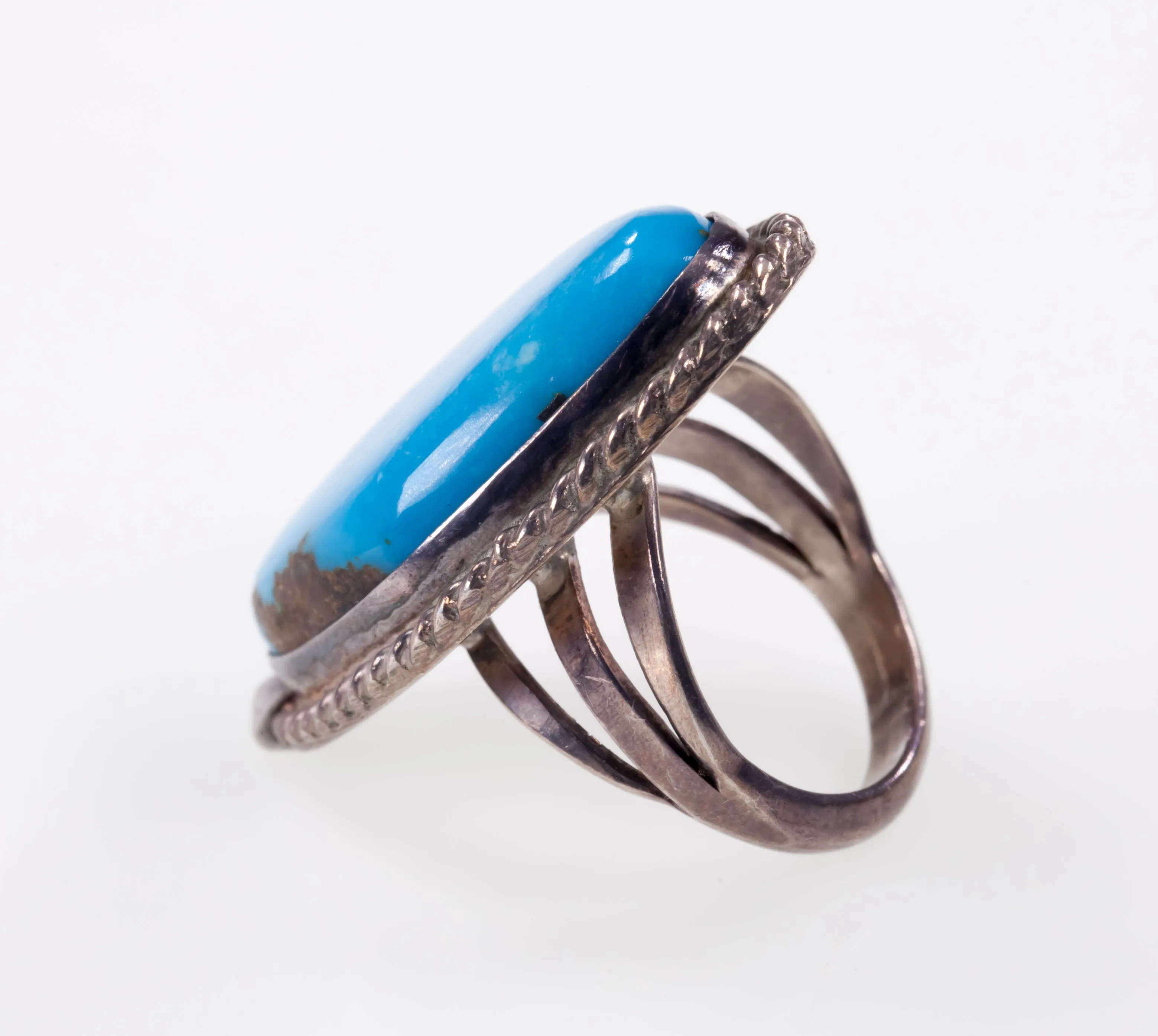 Navajo Turquoise Ring Set In Sterling Silver Size 5.50