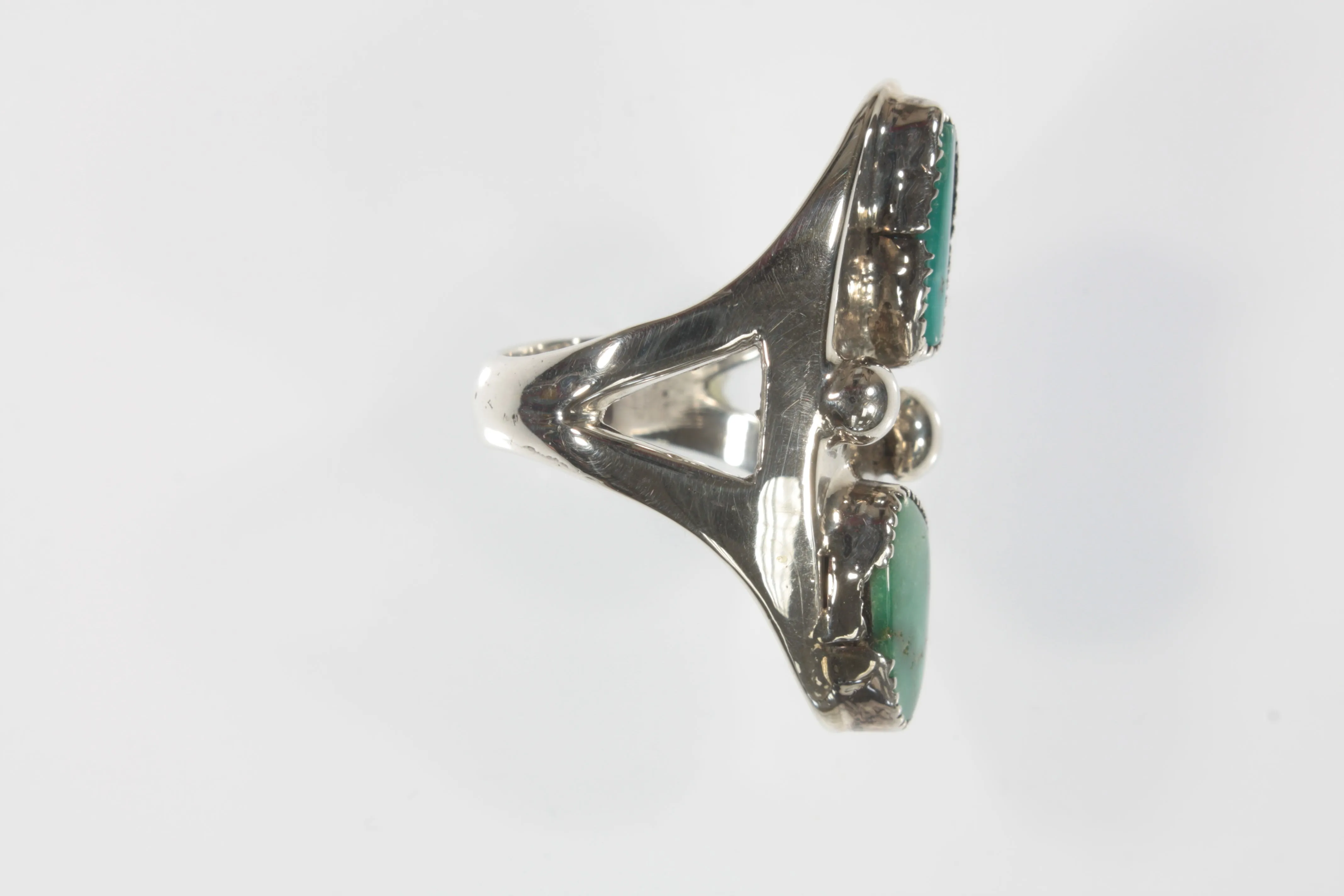 Navajo Turquoise Sterling Silver Ring with Two Tones of Color Size 6
