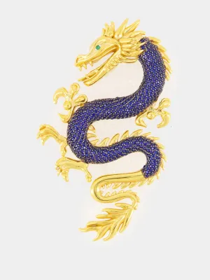 Navy Dragon Brooch
