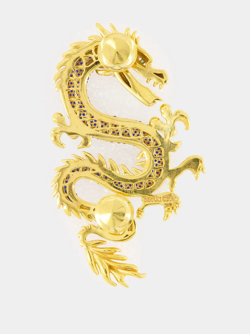 Navy Dragon Brooch