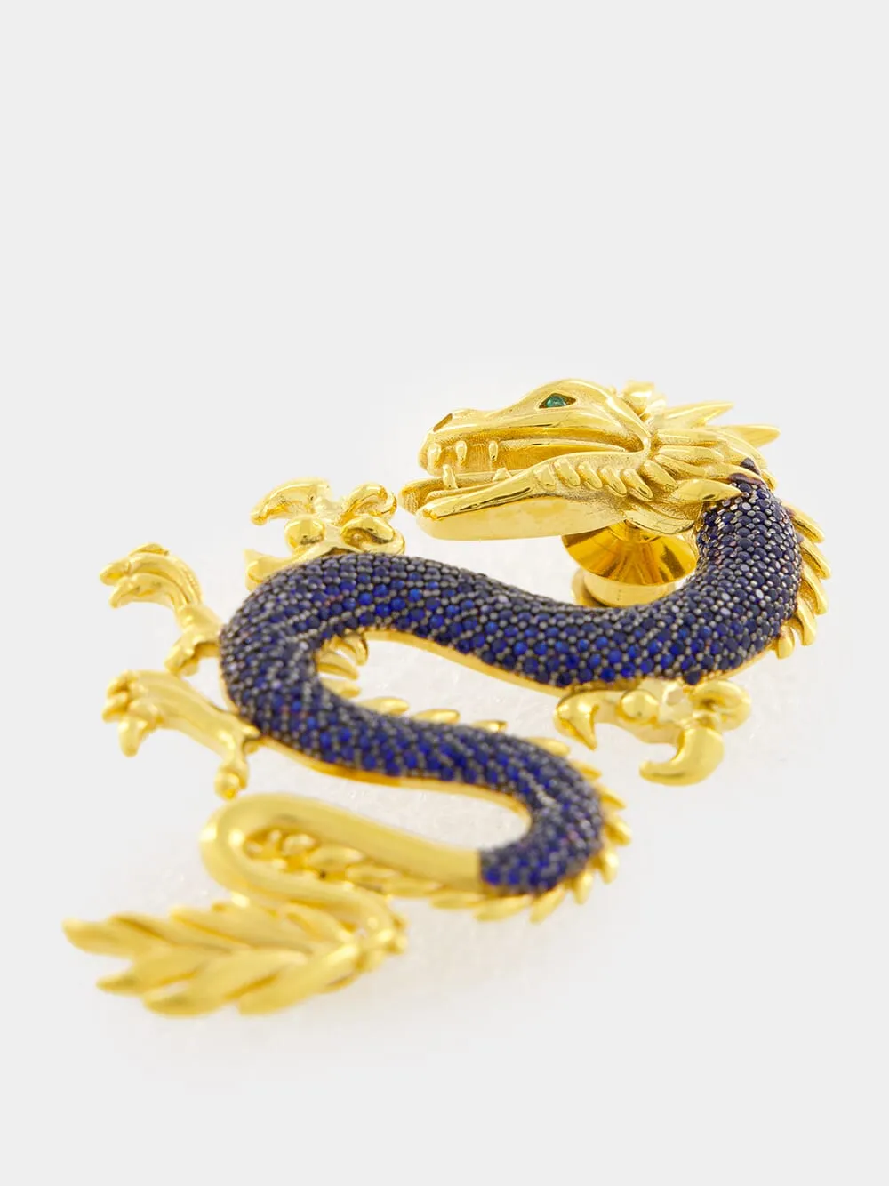 Navy Dragon Brooch