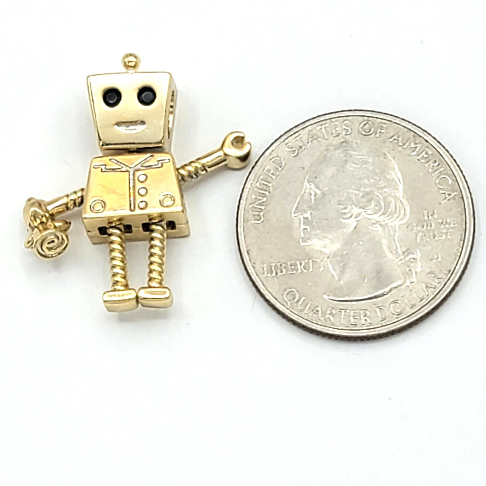 Necklaces - 14K Gold Plated. Cute Movable Parts Robot. Craftsmanship & tech. Pendant & Chain.