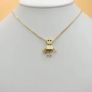 Necklaces - 14K Gold Plated. Cute Movable Parts Robot. Craftsmanship & tech. Pendant & Chain.