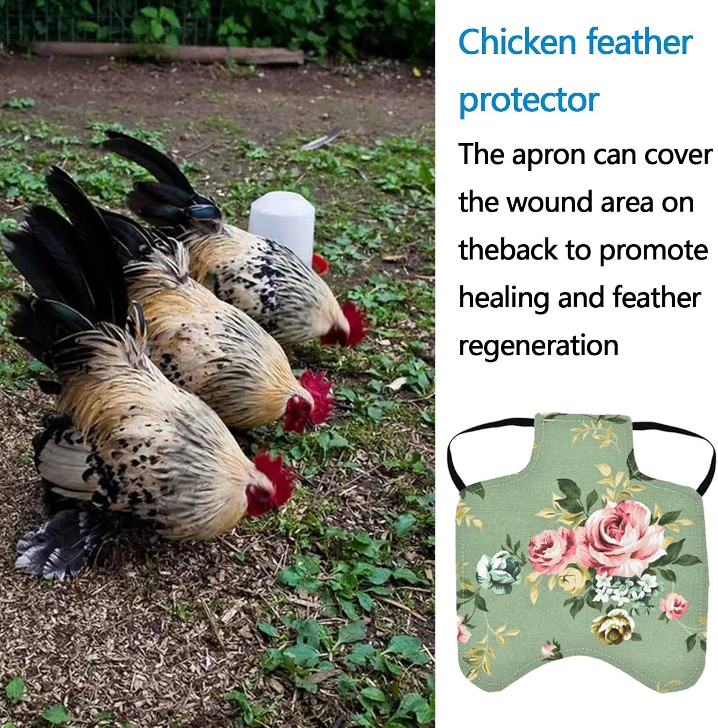 NEW 5 PCS Chicken Saddle Hen Apron with 20 PCS Chicken Leg Rings, Standard Hen Saddles with Wing Protectors, Hen Apron with Jacket Straps Poultry Protector Apron Suit for Small, Medium and Large Hens