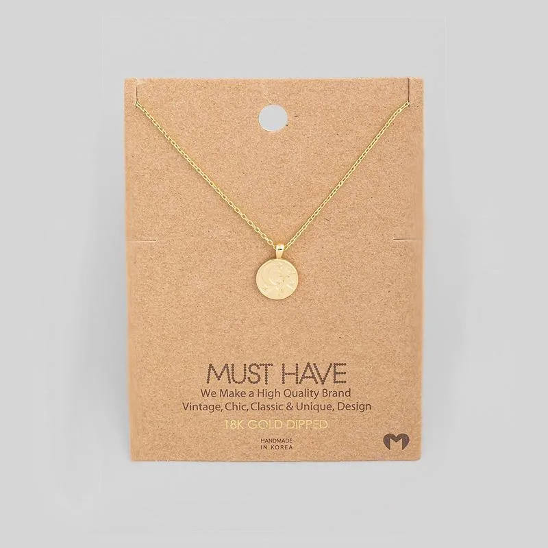 Night Sky Coin Pendant Necklace - Gold