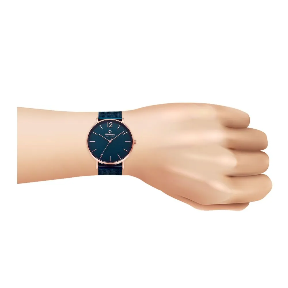 Obaku Men's Denmark Rose Gold Round Dial With Royal Green Background & Bracelet Analog Watch