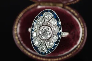 OEC DIAMOND AND SAPPHIRE RING IN PLATINUM