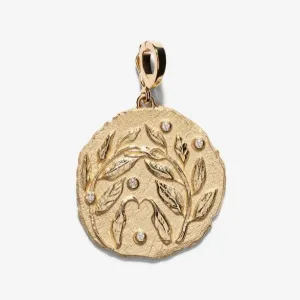 Olive Branch Large Coin with Diamonds