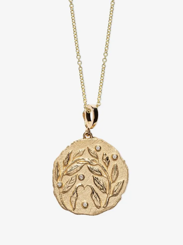 Olive Branch Large Coin with Diamonds