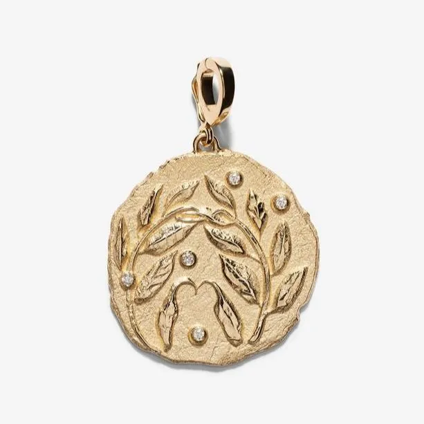 Olive Branch Large Coin with Diamonds