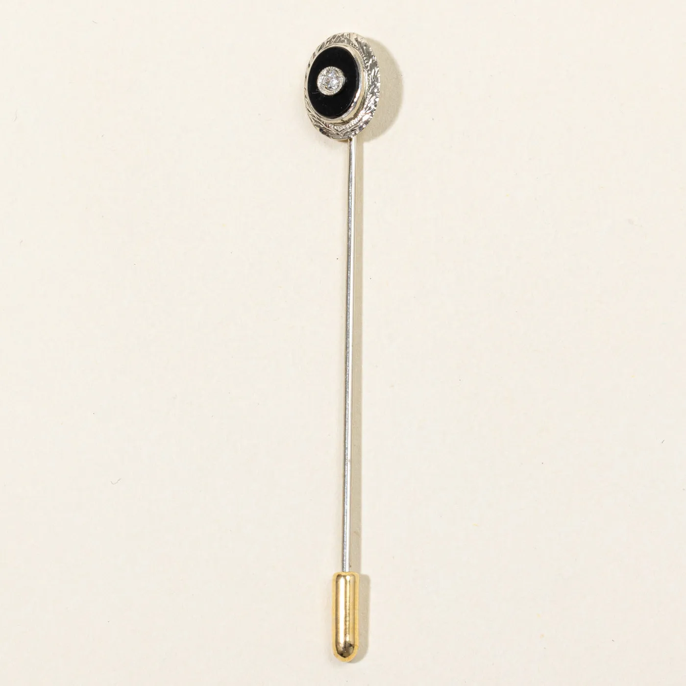 Onyx & Diamond Pin | 0.75ct, 0.015ct |