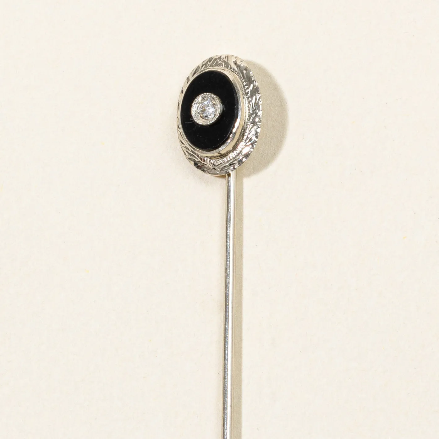 Onyx & Diamond Pin | 0.75ct, 0.015ct |