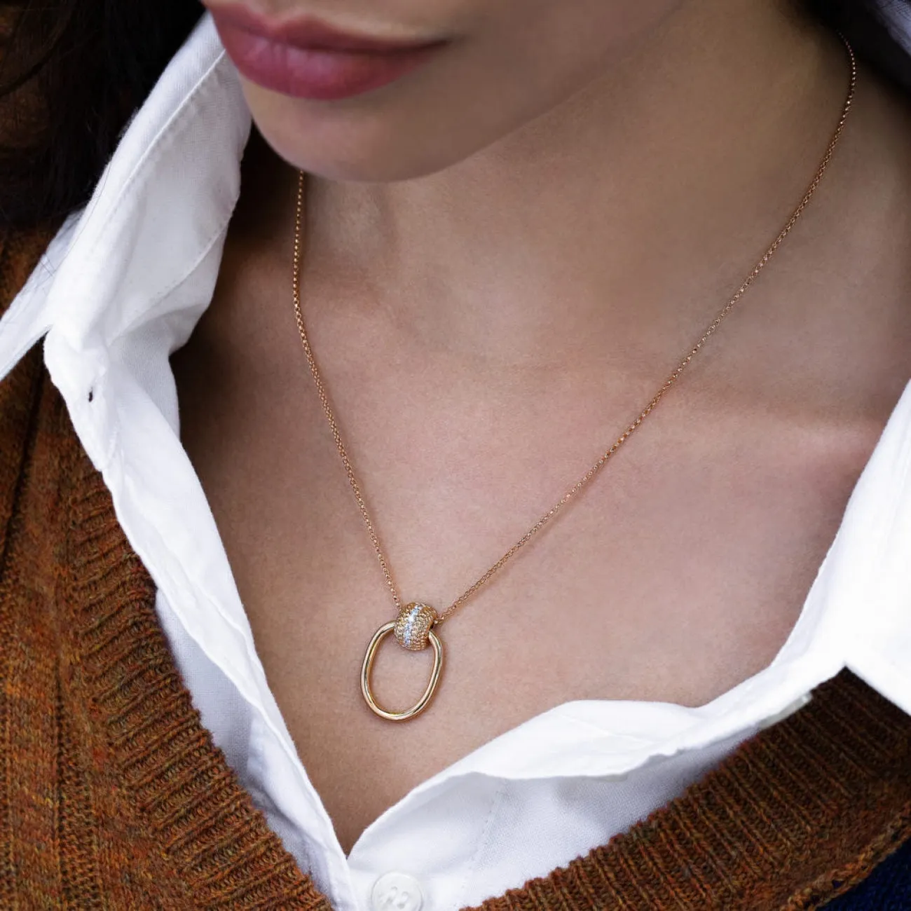Opera 18K Yellow Gold Diamond Accent Doorknocker Necklace