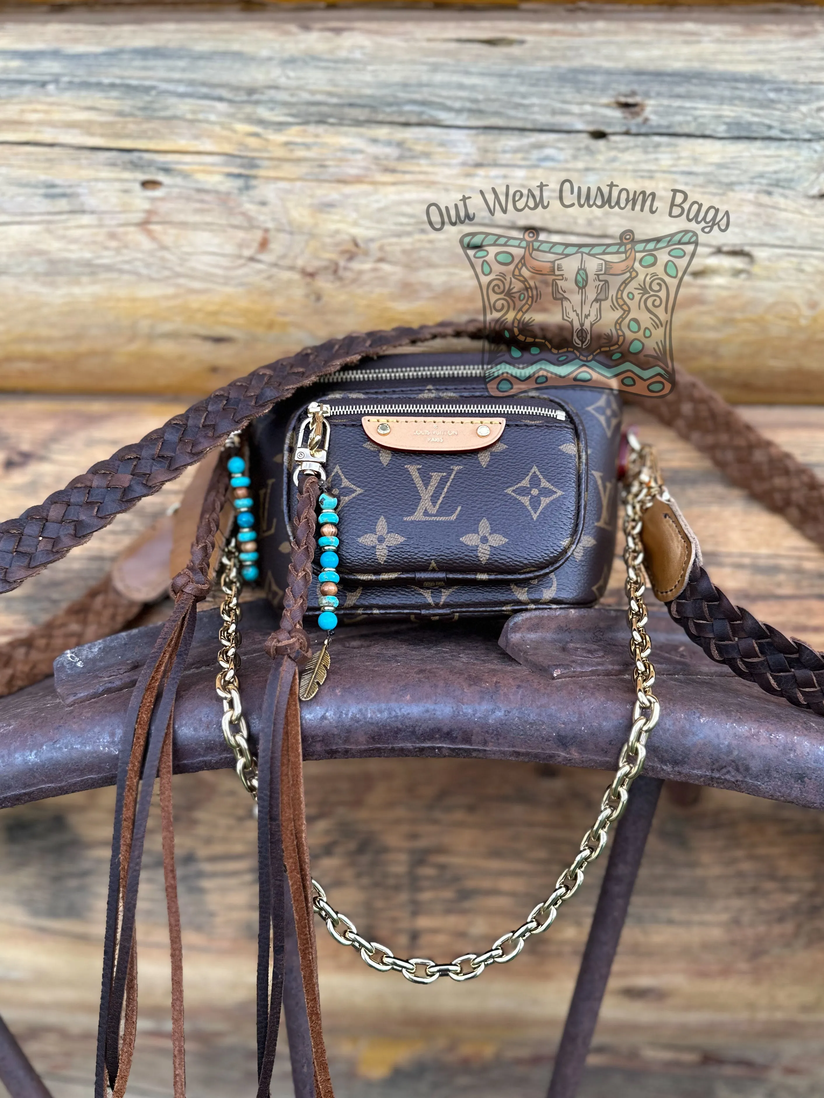 Out West Turquoise and Braided Leather Zipper Pulls/Bag Charms