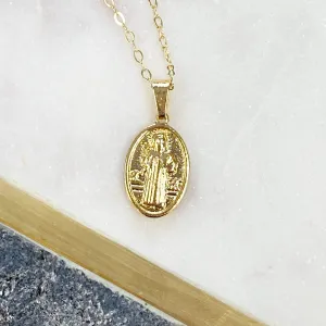 Oval Gold Saint Medallion Necklace