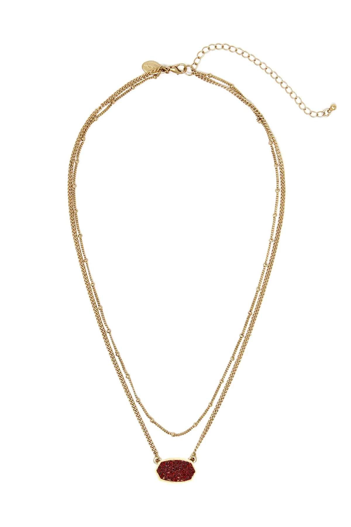 OVAL PAVE GLITTER SHORT LAYERED NECKLACE