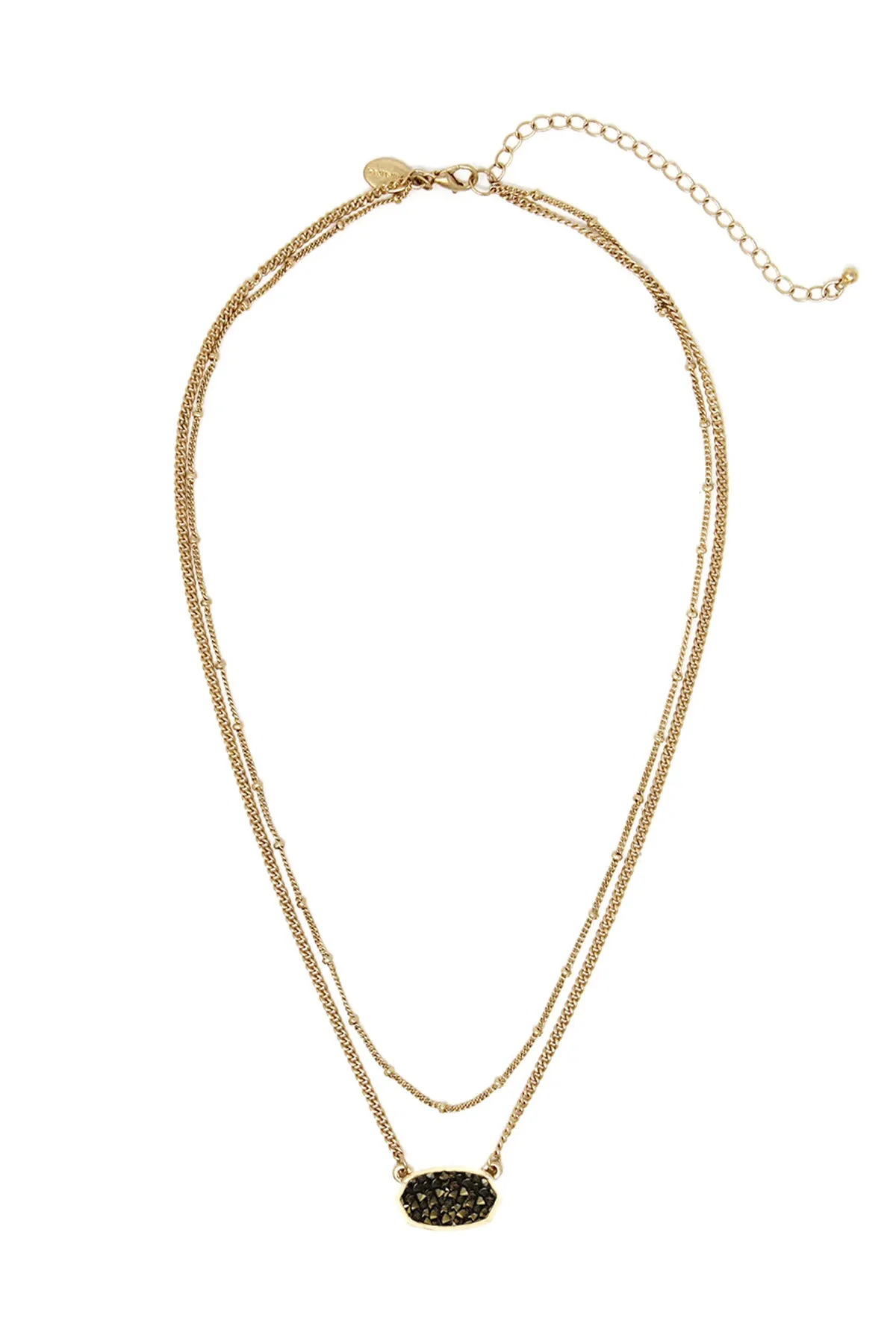 OVAL PAVE GLITTER SHORT LAYERED NECKLACE