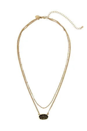 OVAL PAVE GLITTER SHORT LAYERED NECKLACE