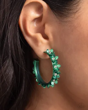 Paparazzi Fashionable Flower Crown - Green Hoop Earrings