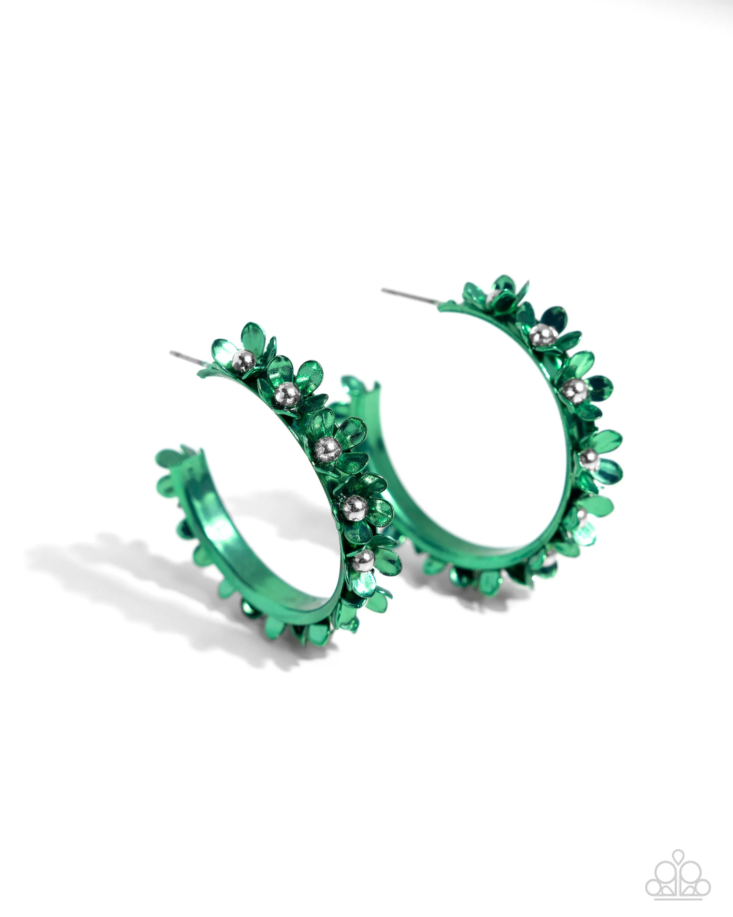 Paparazzi Fashionable Flower Crown - Green Hoop Earrings