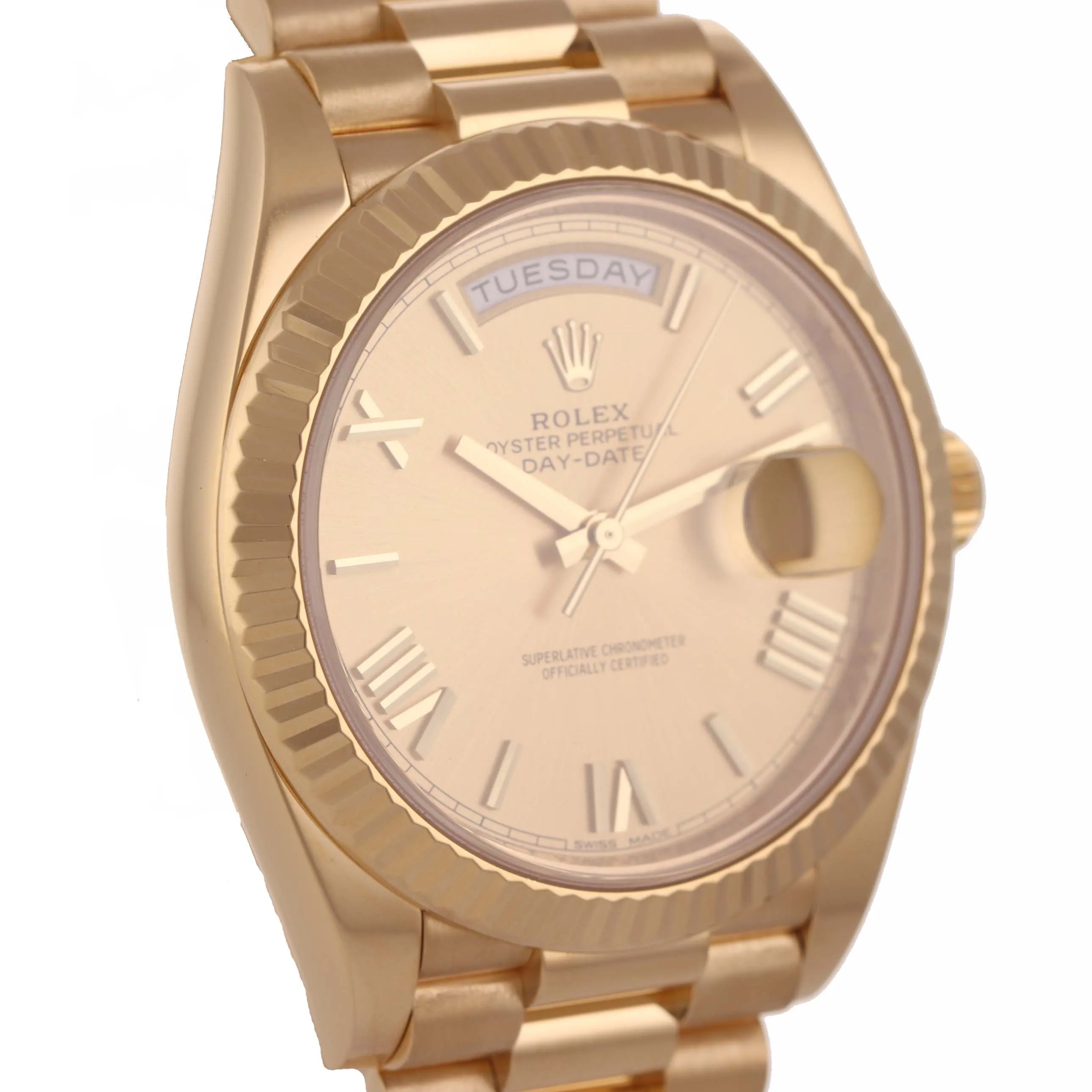PAPERS 2018 Rolex Day Date 40 18k Gold President Champagne Roman 228238 Watch