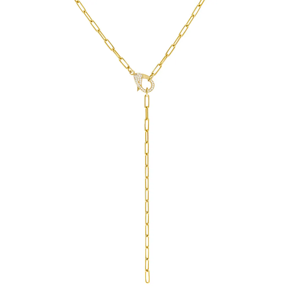Pavé Clasp Link Lariat Necklace