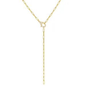 Pavé Clasp Link Lariat Necklace